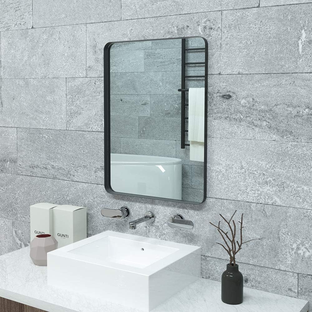 🛒 Flash Sale Janboe Bathroom Vanity Mirror Farmhouse Mirror 24 x 36 Silver Makeup Mirror Metal Framed Rounded Corner Deep Set Design Horizontal or Vertical Hangs for Wall 🛒 Flash Sale Janboe Bathroom Vanity Mirror Farmhouse Mirror 24 x 36 Silver Makeup Mirror Metal Framed Rounded Corner Deep Set Design Horizontal or Vertical Hangs for Wall