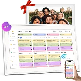 15.6" Digital Calendar Family Electronic Calendar &amp; Chore Chart,Wall/Desk Planner Smart HD Touchscreen Interactive Display Support App, Pomodoro Timer,Planner for Schedules,Meals,Chore,Gifts for M