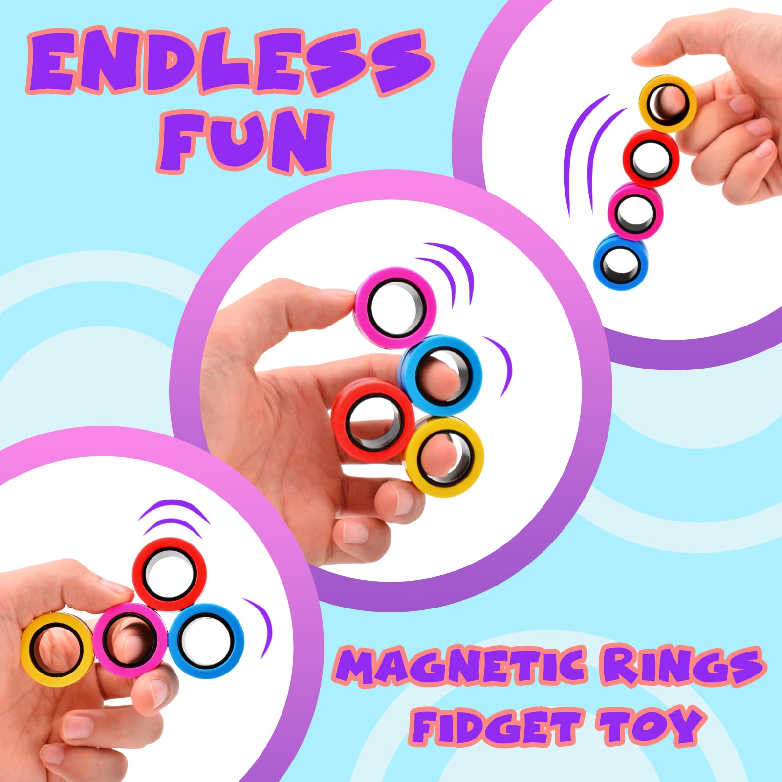 Snapklik.com : 12 PCS Magnetic Ring Fidget Toys Set,ADHD Anxiety ...