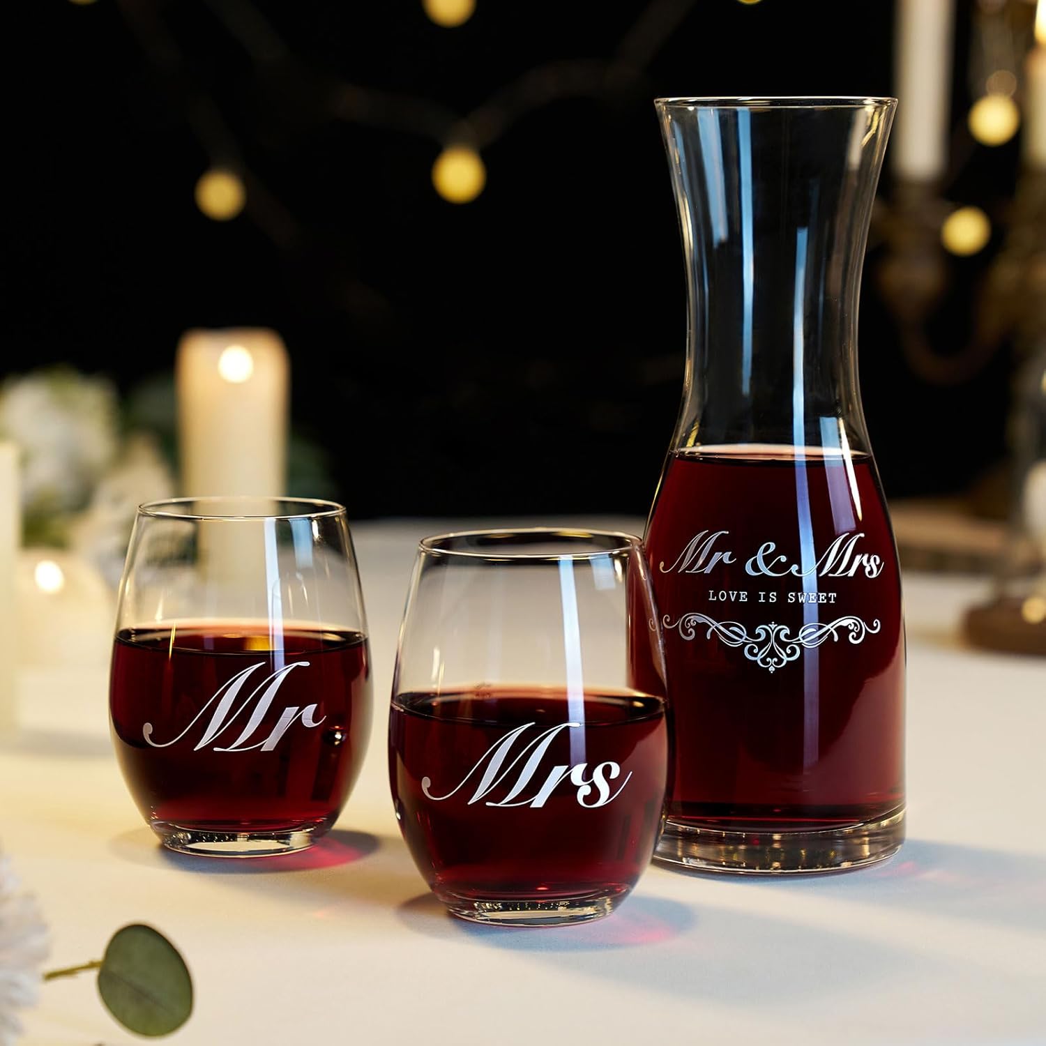 AW BRIDAL Wedding Gifts for Couples 2026, Mr and Mrs Wine Glasses with Decanter Set for Anniversary, Engagement Gift for Newly Engaged Couple, Bridal Shower Gift for Bride to Be - Image 3