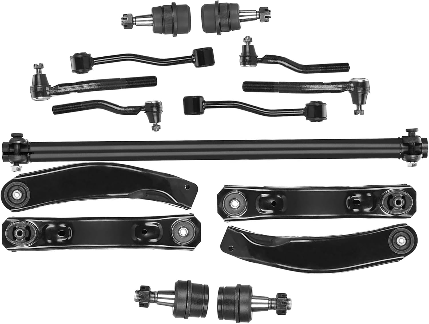 15PCS Front Upper Lower Control Arm Upper Ball Sway Bar End Link Tie Rod Adjusting Sleeve Suspension Kit For Jeep Grand Cherokee 1999-2001 Laredo And Limited 2002-2004