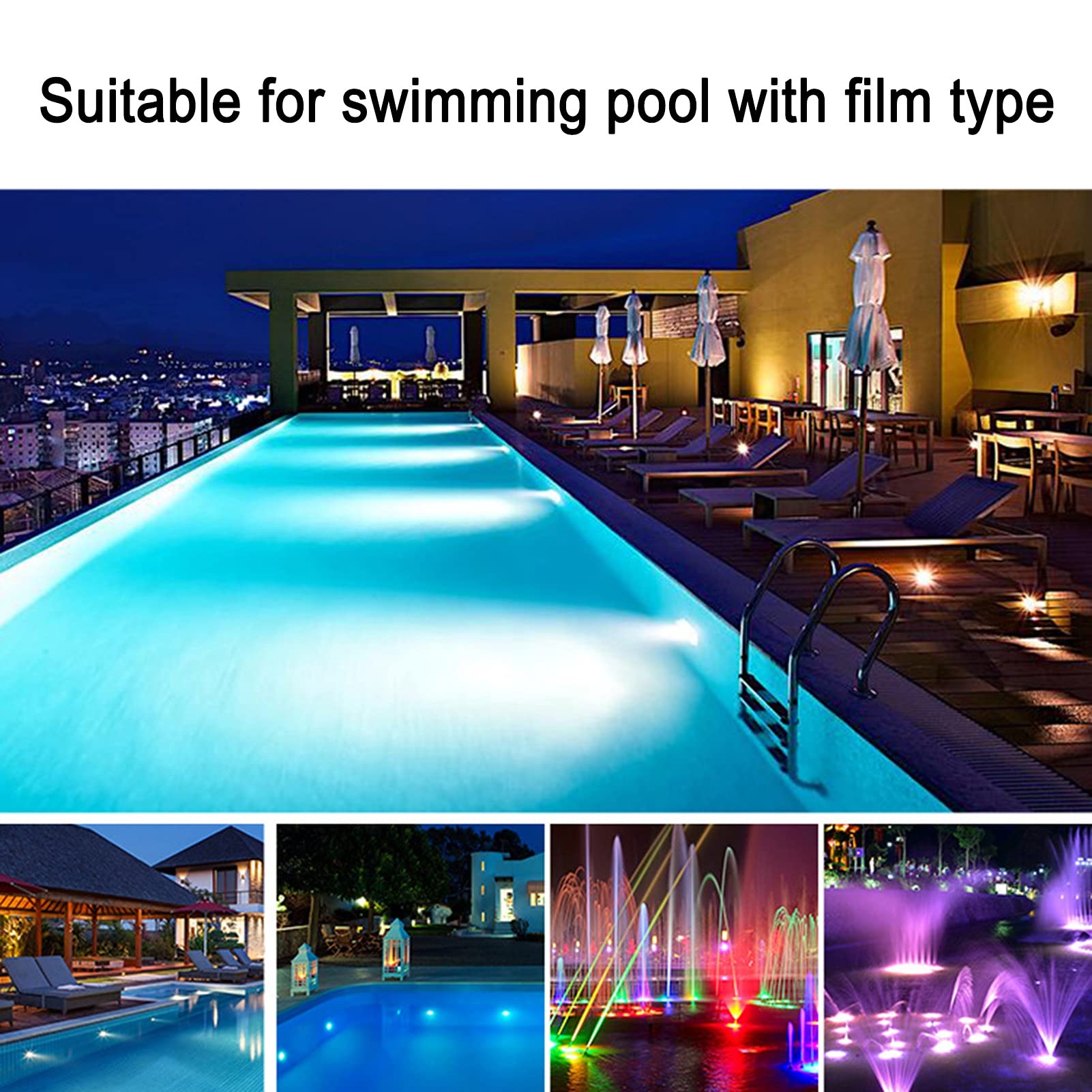 Lampada da Piscina A LED, Illuminazione Subacquea da Incasso Par56, Superficie In Acciaio Inox 12V Impermeabile IP68 per Piscine Fuori Terra E Interrate(Bianco caldo,12W)