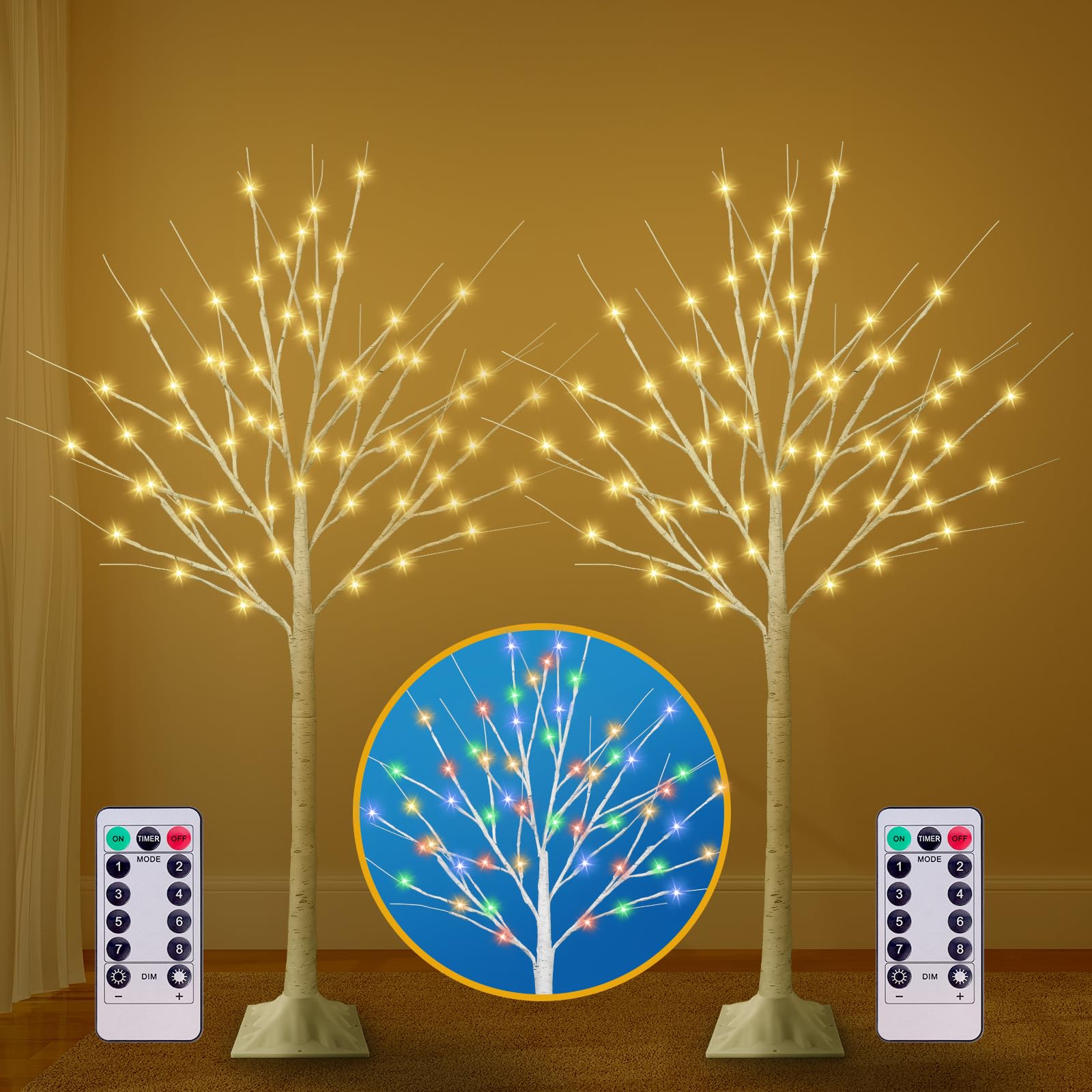 Bouleau lumineux 8 modes sapin Noël pré-éclairé intérieur extérieur