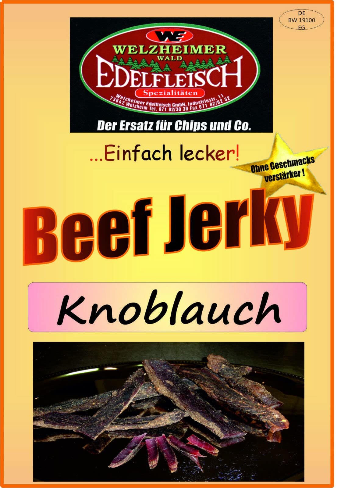 Edelfleisch Beef Jerky 10x100 Gramm 10 Sorten Biltong geschnitten