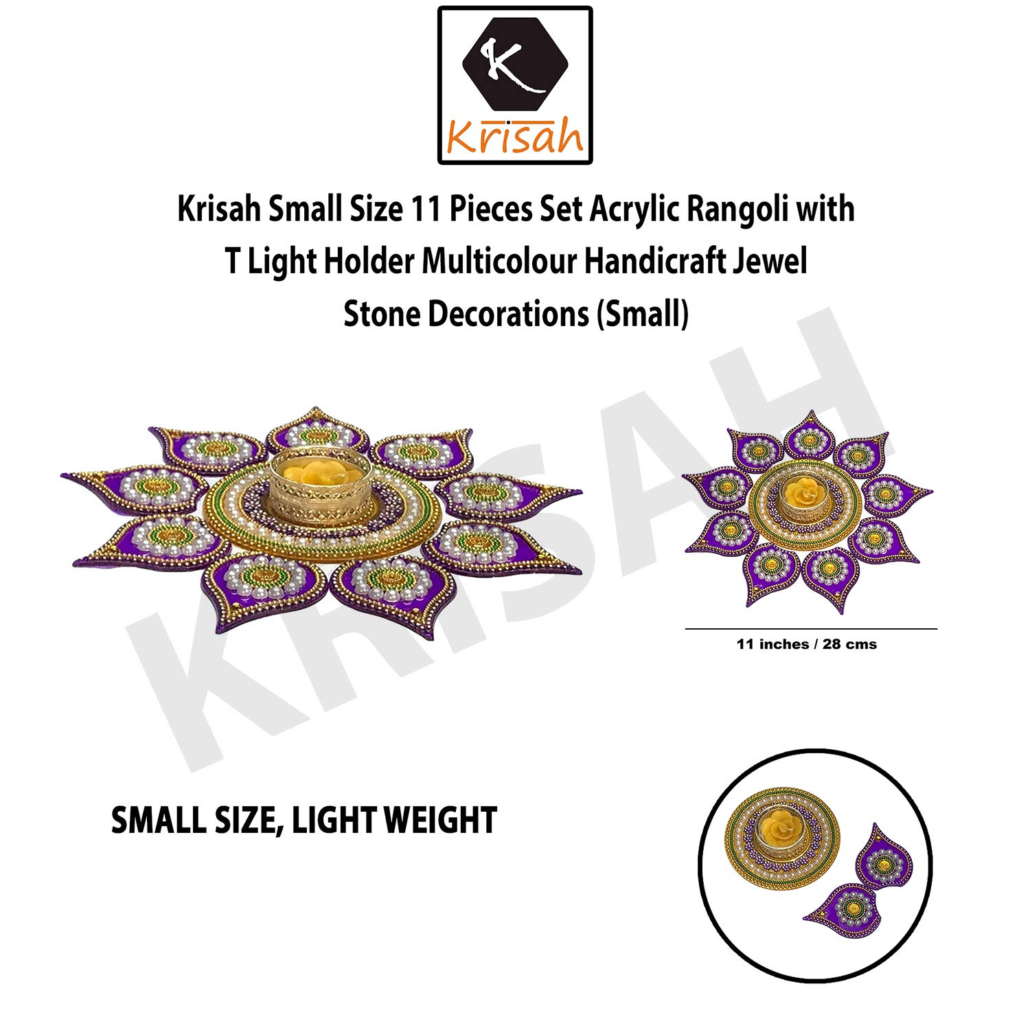 Acrylic Rangoli Set with T Light Holder - Diwali Decor -2