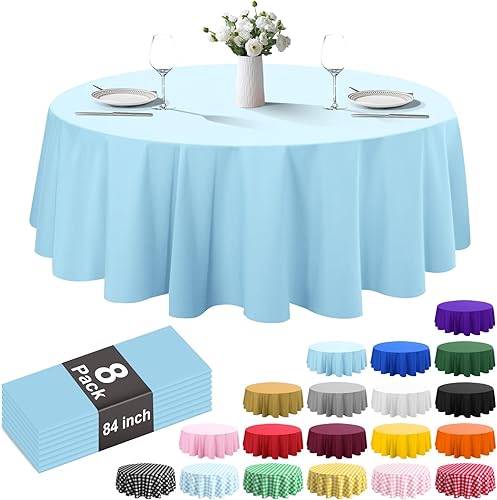 Vista 62 de Paquete de 8 manteles de plástico de 54 x 108 pulgadas, manteles desechables para mesas de 6 a 8 pies, mantel rectangular para mesas para fiestas