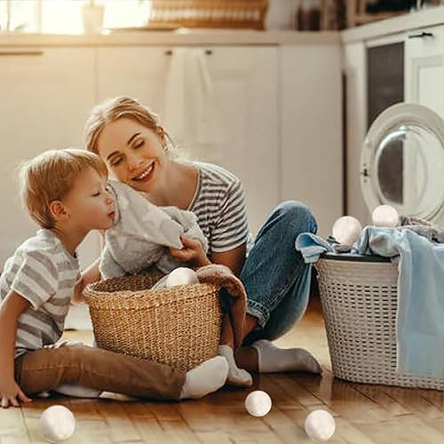 Miniatura 6 de Bolas de lana para secadora que reducen las arrugas de la ropa y ahorran tiempo de secado, suavizante de tela natural reutilizable (3 pulgadas, 8