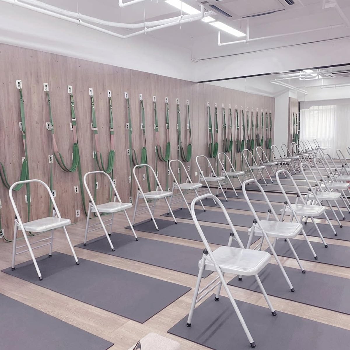 Pilates Yoga Chair PU Leather/Frosted Surface Double Beam Design Folding Backless Iyengar Yoga Chair Inversion