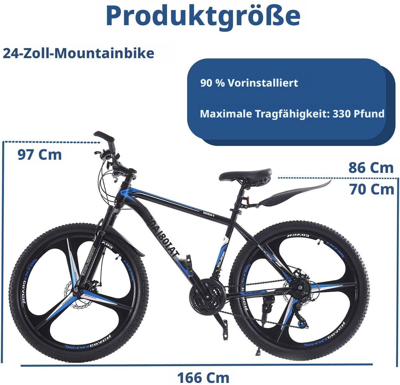 LSLIFE Mountainbike, 21-Gang-Getriebe, Scheibenbremse, Vollständig verstellbare Federung, Aluminiumrahmen, Verriegelungsgriff, Allgemeine Doppelscheibenbremse für Männer und Frauen