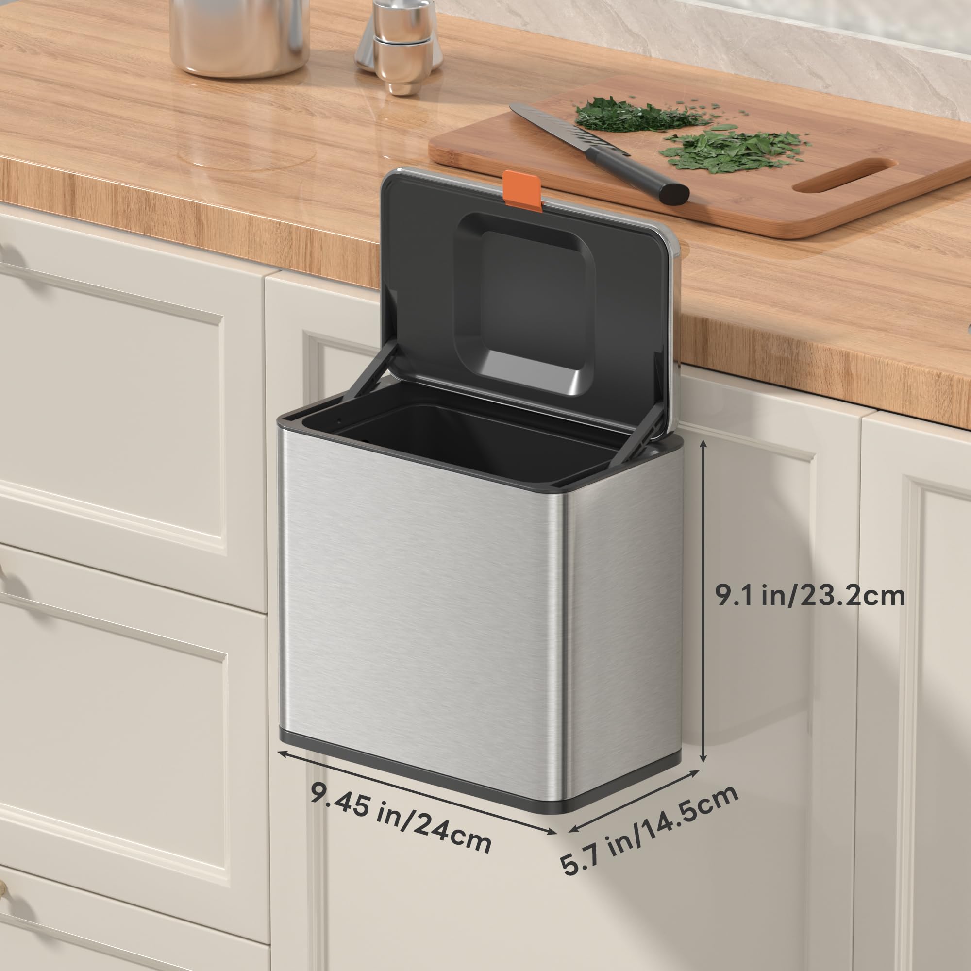 Mbillion Kitchen Compost Bin Hanging Trash Can with Lid 1.05 Gallon
