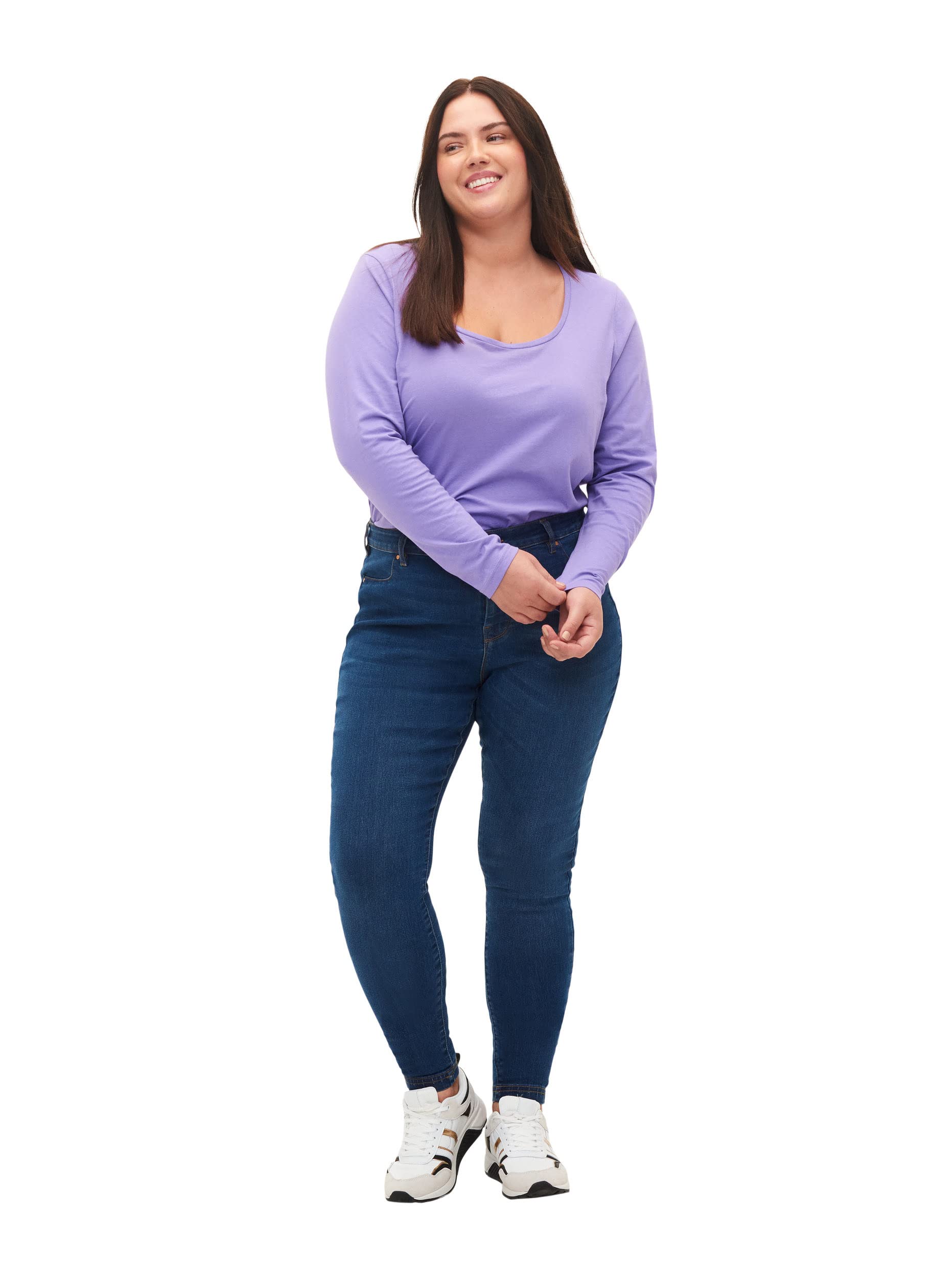 Zizzi Damen Große Größen Jeggings Baumwolle Stretch, Skinny Fit Hose für Frauen im Plus Size