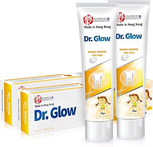 Dr. Glow Pasta de dientes para niños, pasta de dientes para reparación de caries, pasta de dientes de hidroxiapatita, sin fluoruro, reparación de