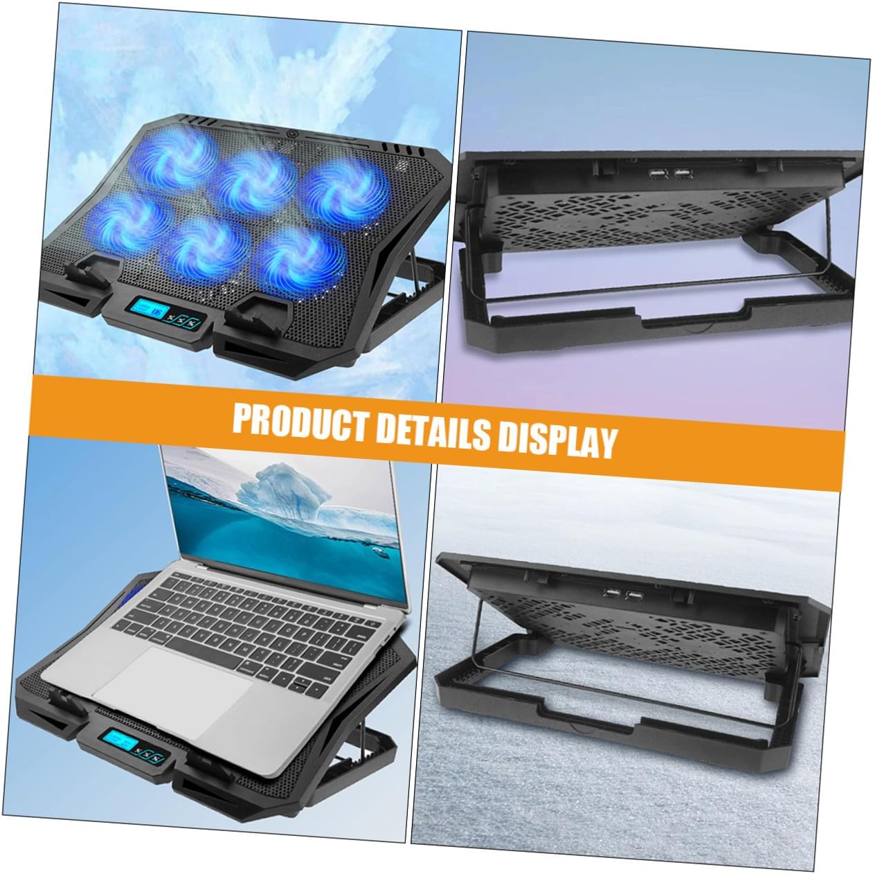 BESPORTBLE Laptop Cooling Pad 15.6-inch Quiet Fan Stand with Adjustable Speed Blue LED for Gaming and Office Laptops PC Cooler Holder Compatible with Notebooks