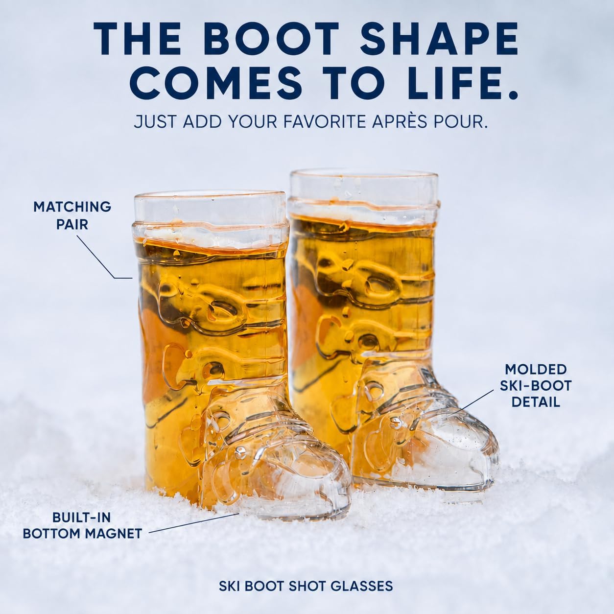 Ski Boot Shot Glasses, Set of 2,Shotski, Stocking Stuffer, Novelty Drinkware, 2 oz, Alpine Design, Ski trip essentail, Après-Ski Barware, Winter Sports Gift