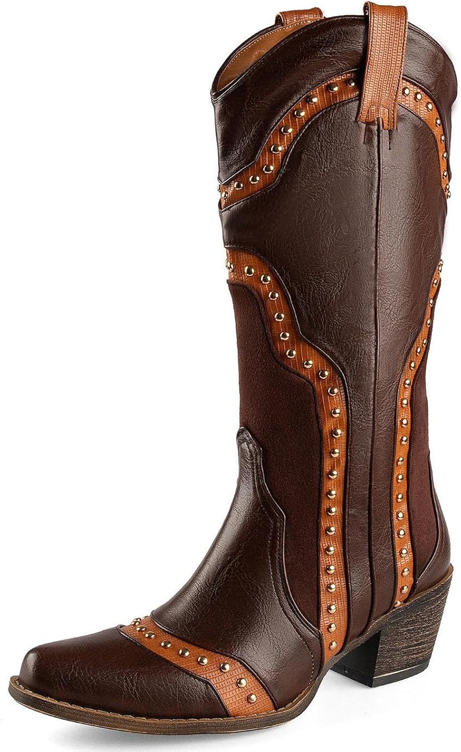 Cowboy Boots for Women Western Boots Cowgirl Ladies Pointed Toe Pull On Mid Calf Classic Fashion Dress Retro Boots