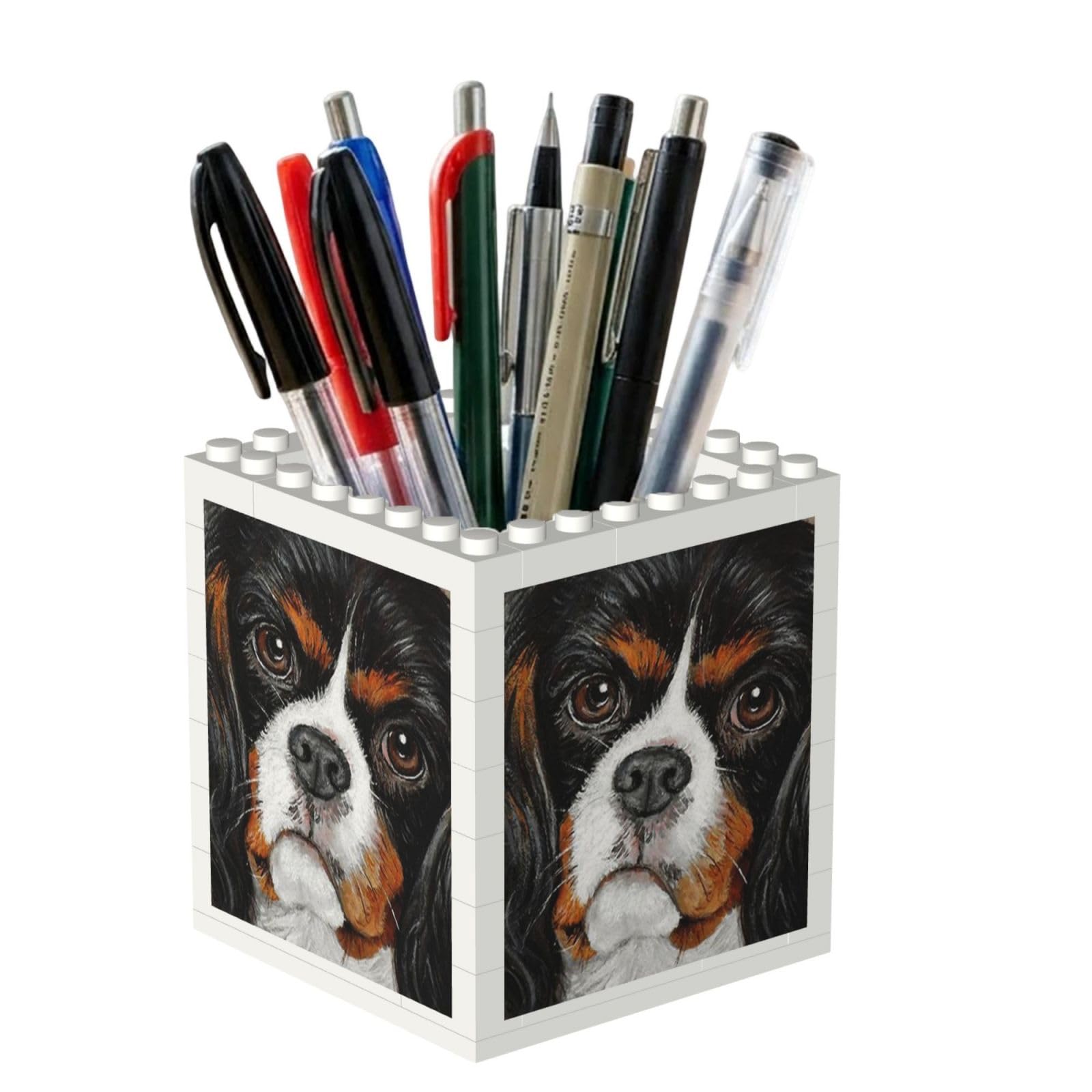 Poadnly Cavalier King Charles Spaniel Gift Dog, Pen Pot Pencil Holder for Office Home School, Compact Desk Organiser for Office Stationery