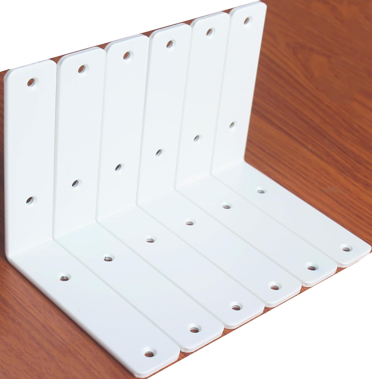 6 Pack White L 6" x H 6" x W 1.5", 5mm Thick L Shelf Bracket, Iron Shelf Brackets, Metal Shelf Bracket, Industrial Shelf Bracket, Modern Shelf Bracket, Decorative Shelving, Shelf Supports with Screws