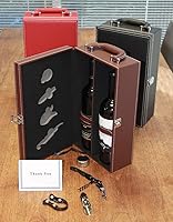 Vista 8 de Lifestyle Top Handle Travel Two Bottle Wine Carrier Case con 4 piezas Juego de accesorios de vino (negro)