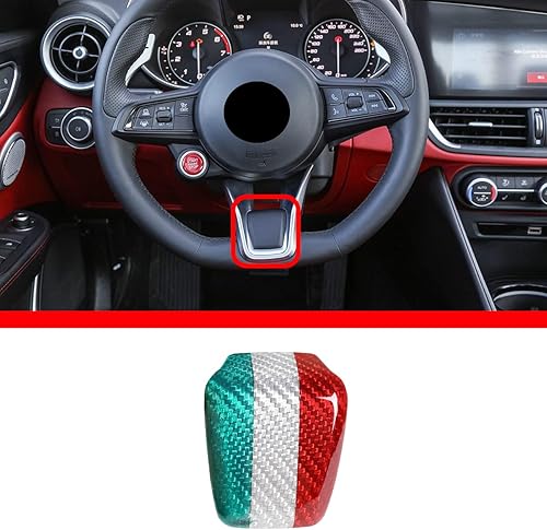 100% de fibra de carbono real volante en forma de V marco decoración etiqueta engomada para Alfa Romeo Giulia Stelvio 2020 2021 (estilo A)