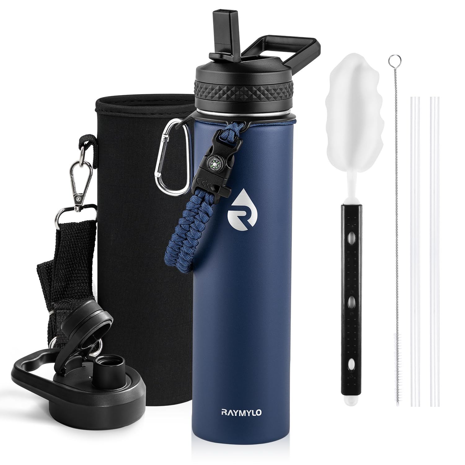 RAYMYLO Insulated Stainless Steel Water Bottle with Straw & Spout Lids, 710 ml Leak Proof Metal Water Flask Jug for Sports and Travel, BPA-Free, Keeps Cold for 24 Hrs, Hot for 12 Hrs โ image 1