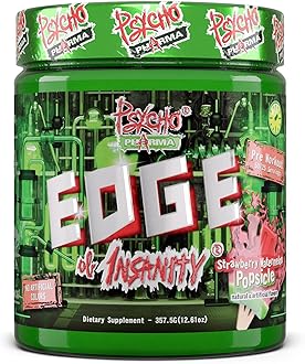 Psycho Pharma New Perfect Powders with Zengaba Energy Feel Good Focus #1 Strongest PWO Edge of Insanity - Most Intense Workout Powder, Focus & 8G Citrulline Pumps - 360 Gram