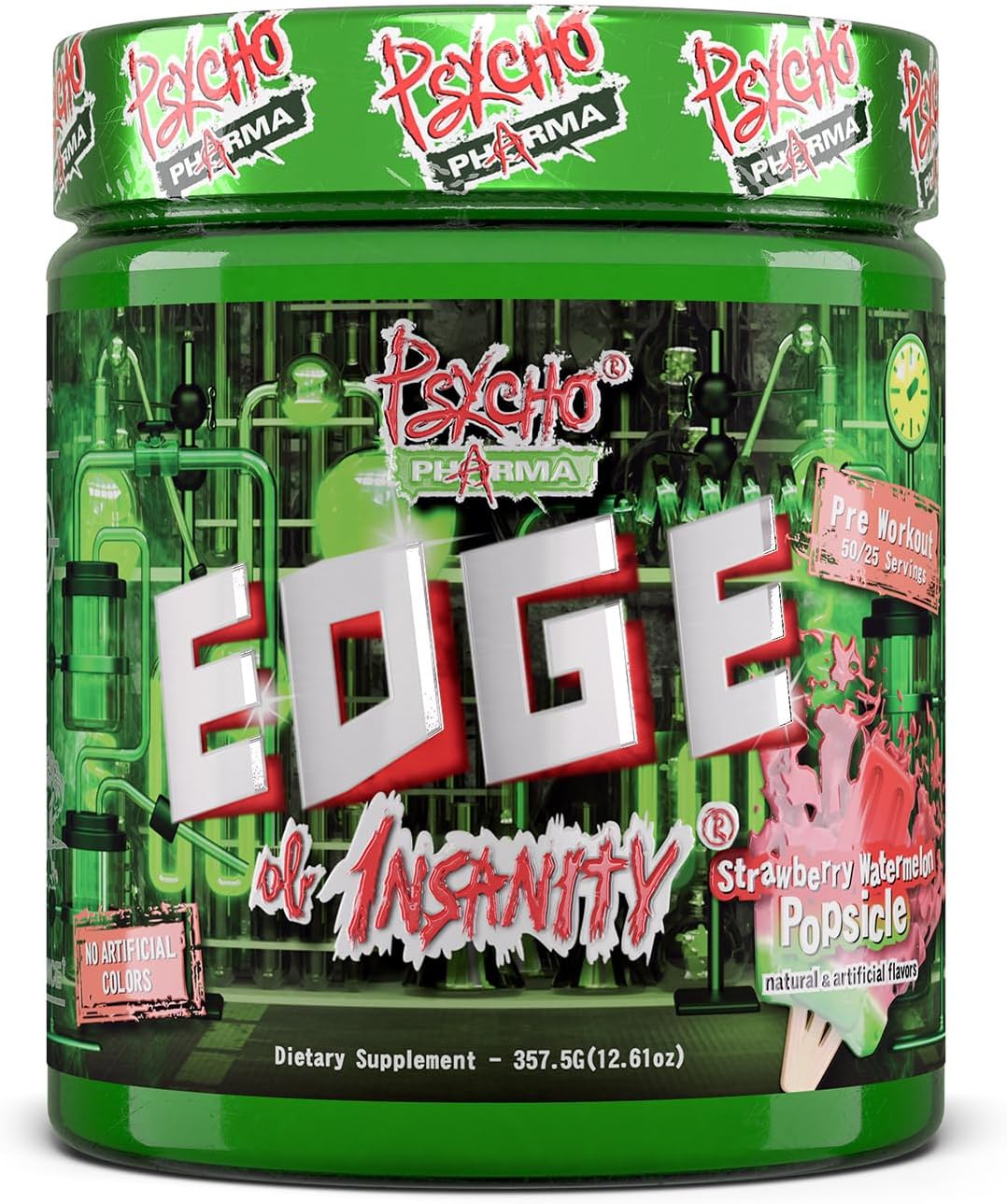 Psycho Pharma New Perfect Powders with Zengaba Energy Feel Good Focus #1 Strongest PWO Edge of Insanity - Most Intense Workout Powder, Focus & 8G Citrulline Pumps - 360 Gram