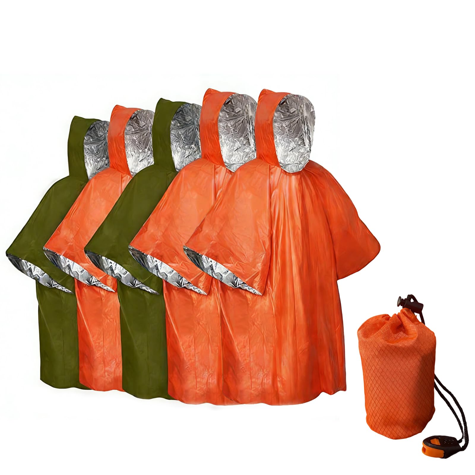 HGENAHGTF 5Pcs Waterproof Reflective Shelter Blanket Rainwear for Severe Conditions and Survival Kits Space Blanket Rain Poncho
