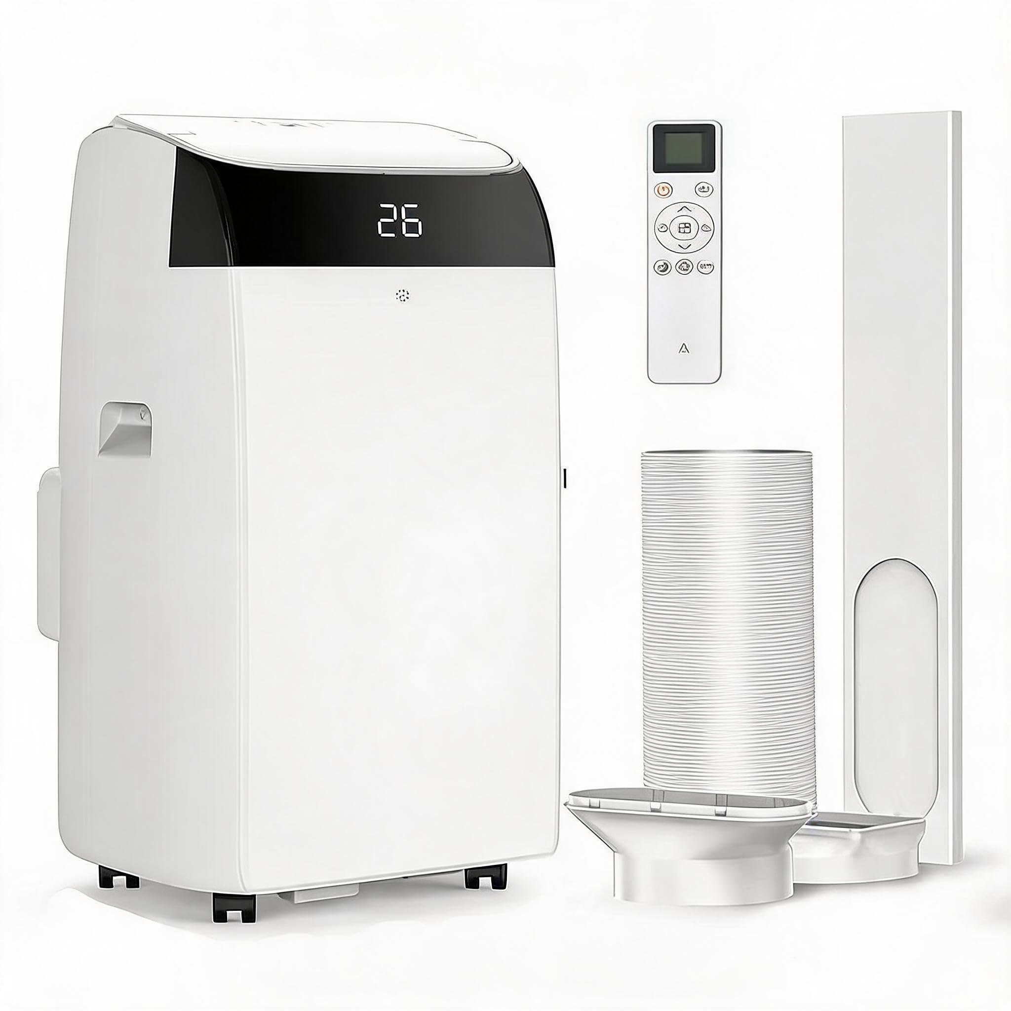 Rbfgyiop White 12000 Btu Portable Air Conditioner, 3-In-1 Cooler, Dehumidifier & Fan With Remote Control, Quiet Ac Unit For Rooms Up To 550 Sq.ft, Easy Installation & Washable Filter
