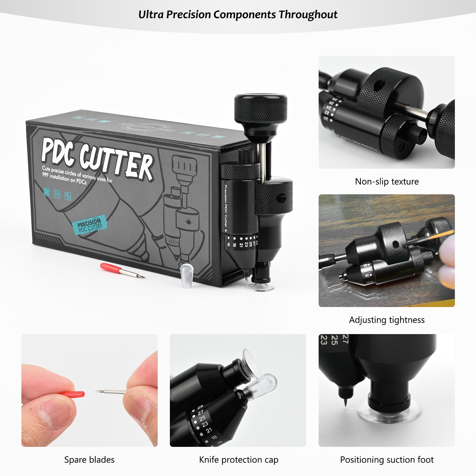 FOSHIO Sensor Cutter Kit 18mm-32mm, PPF Precision PDC Sensor Cutter, Folierungs Werkzeug, Präziser Auto Radar Loch Cutter Hilfe für Fahrzeu Parksensoren