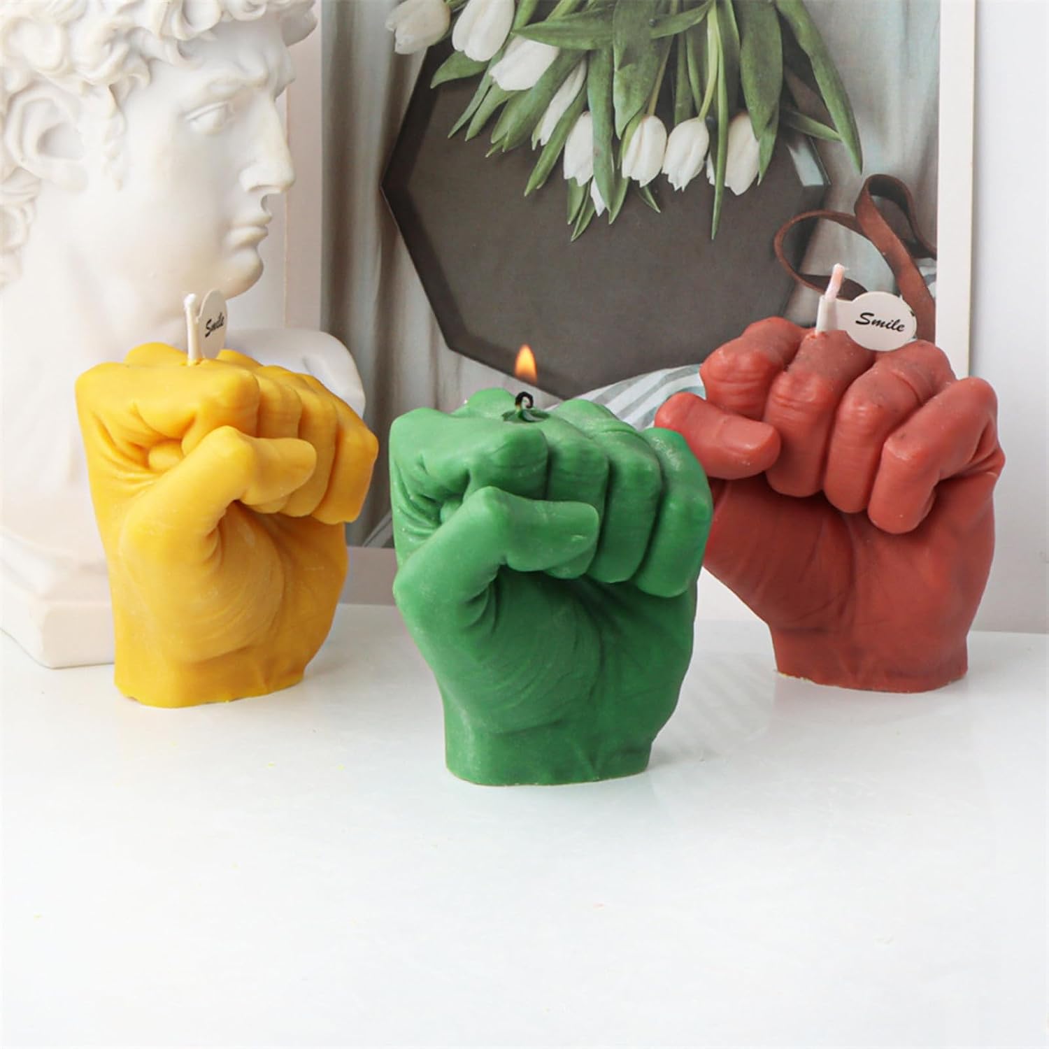 3D Fist Candle Mold Hand Fist Shape Silicone Mold for Fondant, Soy Wax Candle, Soap, Plaster, Epoxy Resin, Polymer Clay, DIY Crafts (Fist)