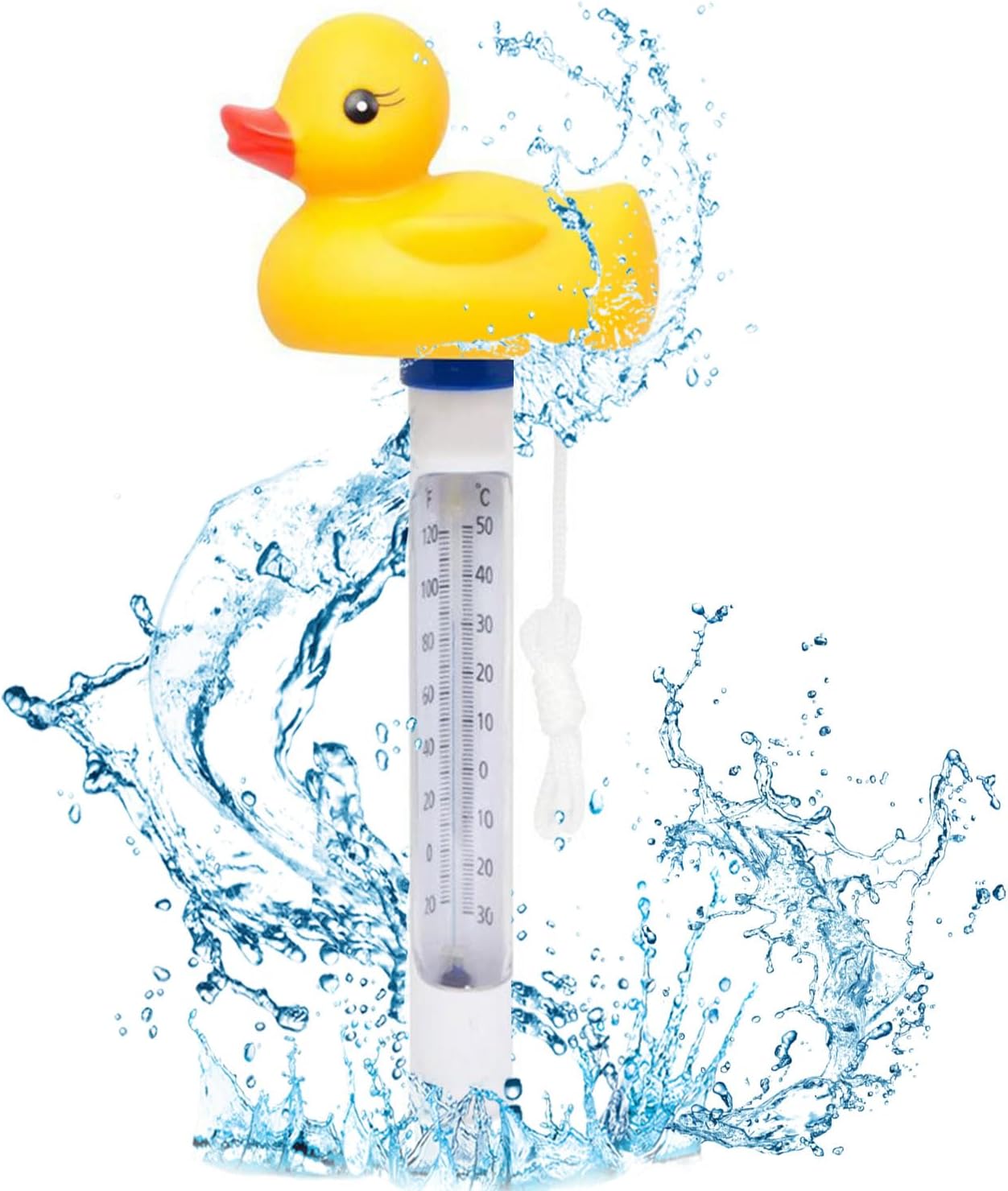 Zurligi Floating Pool Thermometer, Large Display with String Easy to Read, Shatter Resistant, for Outdoor & Indoor Swimming Pools, Spas, Hot Tubs & Aquariums