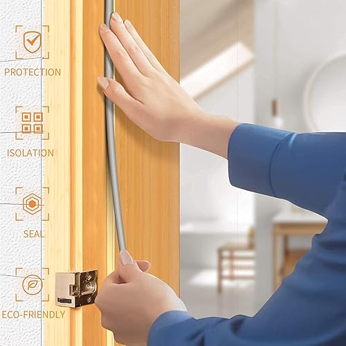 Miniatura 6 de Cinta de sellado de burlete para puertas, marco de ventanas, cinta de sellado de espuma autoadhesiva tipo D, 32.8 pies, aislamiento de goma