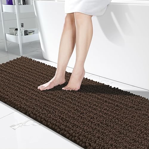 Miniatura 250 de Yimobra - Tapete de baño largo de felpilla, grande de 55.1 x 24 pulgadas, microfibra gruesa, absorbente, extrasuave, antideslizante, peludo, lavable