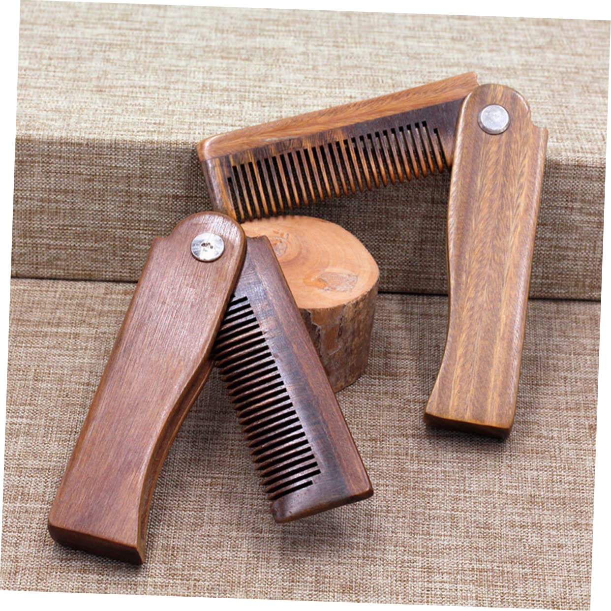 minkissy 4ensembles Peigne Bois De Santal Pliant Avec Étui Peigne De Voyage Pratique Pour Barbe Et Cheveux Accessoire Élégant Pour Hommes