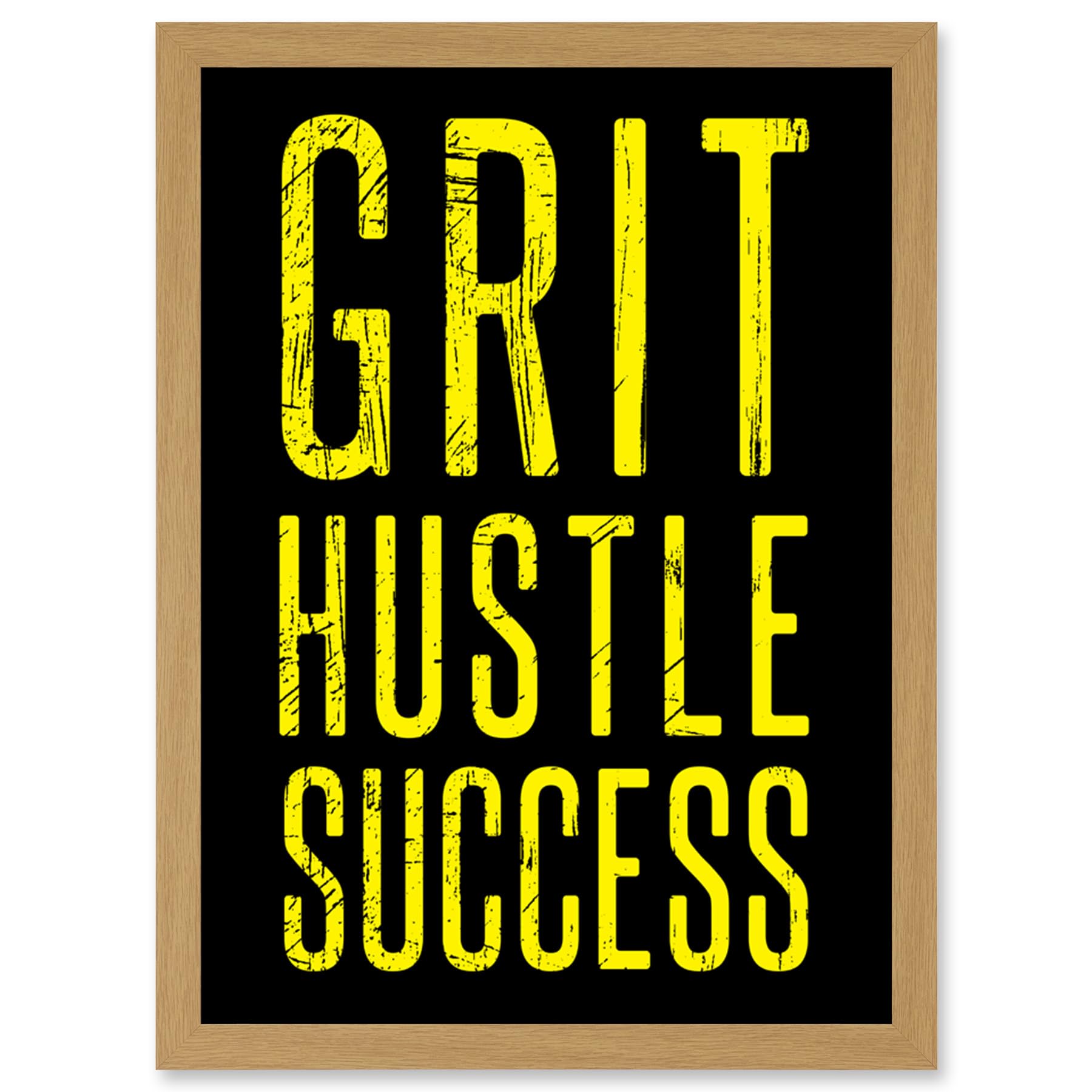 Artery8 Gym Motivation Grit Hustle Respect Exercise Workout Decor Artwork Framed Wall Art Print A4