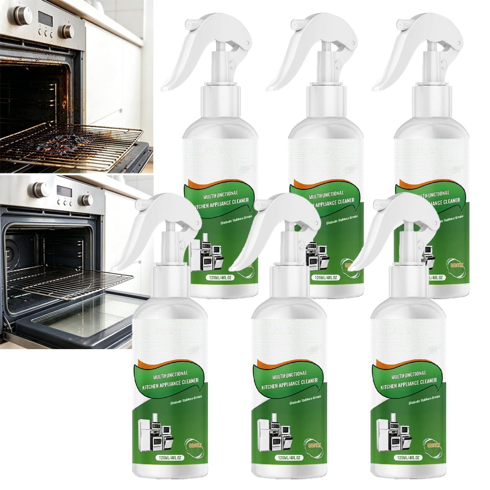 Detergente multifunzionale per elettrodomestici da cucina – Schiuma detergente multiuso. Spray detergente per tutti gli elettrodomestici di casa – Potente sgrassatore per macchie di grasso (6pcs)