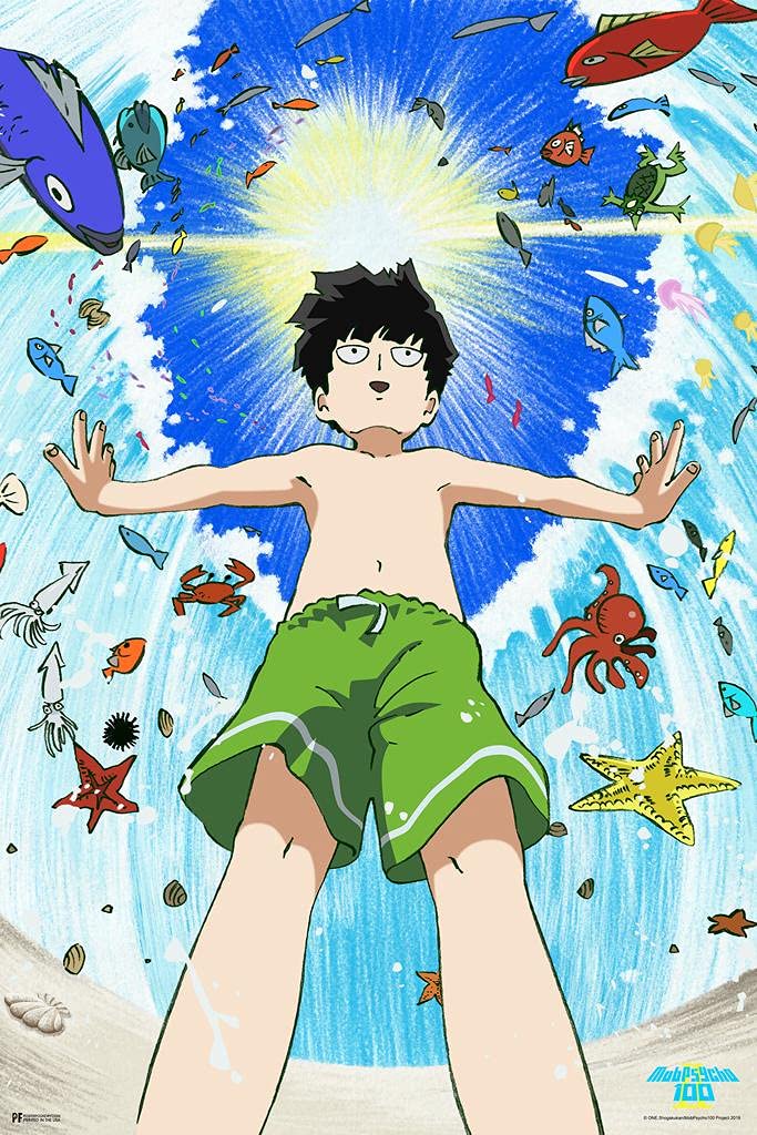 Amazon.co.jp: ラミネート加工 モブサイコ 100 ポスター モブ 海 波