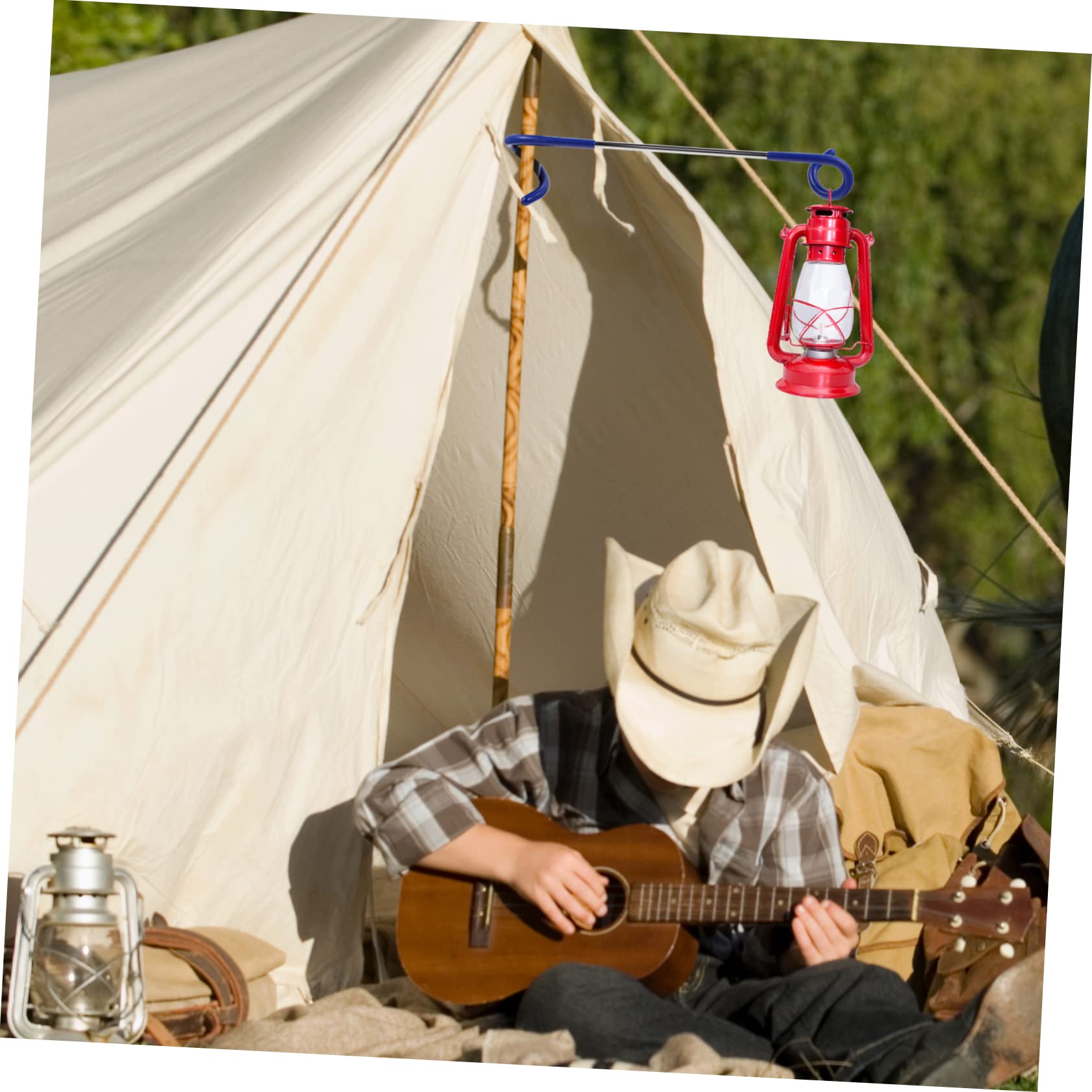 Mikikit Multifunctional Light Stand Hook 2pcs Metal Pole Hooks for Tent Outdoor Lantern Hanger Random