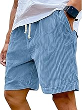 Men's Shorts Corduroy Bermuda with Pockets Summer Beach Cargo Shorts and Bermuda Shorts Elastic Waist Shorts Solid Color Baggy Casual Capri Pants