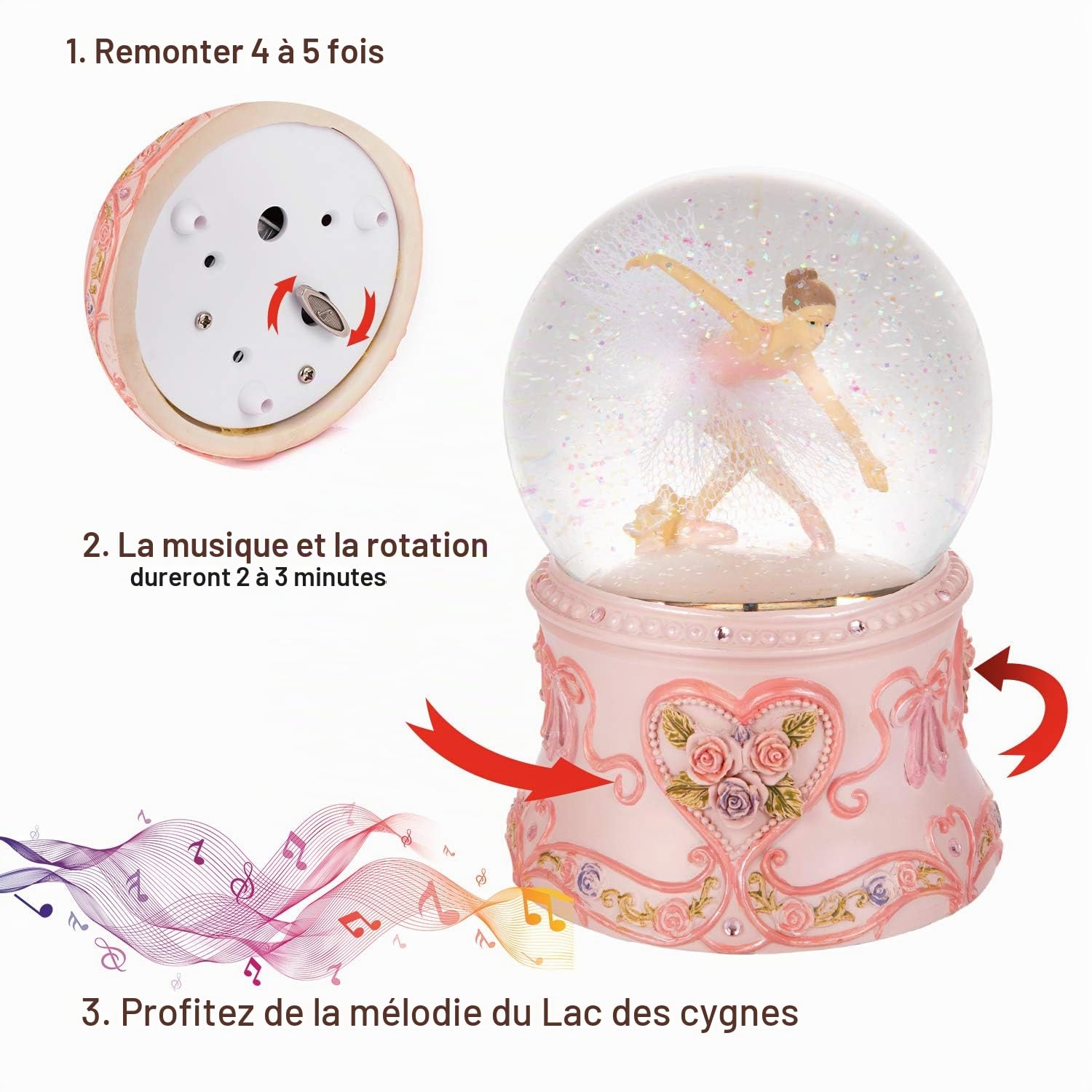 Boule à Neige Ballerine pour Femme, Fille, Grand-mère et Petite-Fille (Lac des cygnes)