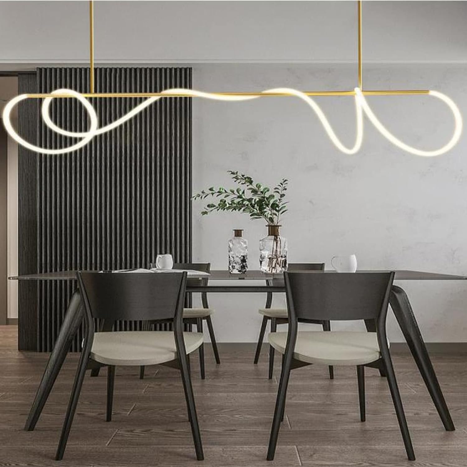 Lustre d'escalier moderne et lampes suspendues réglables à longue bande LED en fer