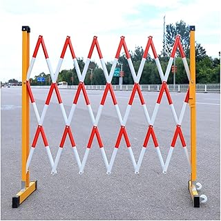 Puerta de barricada extensible portátil para control de multitudes al aire libre, valla de tráfico retráctil con diseño flexible, color rosa, 47 x 118 pulgadas