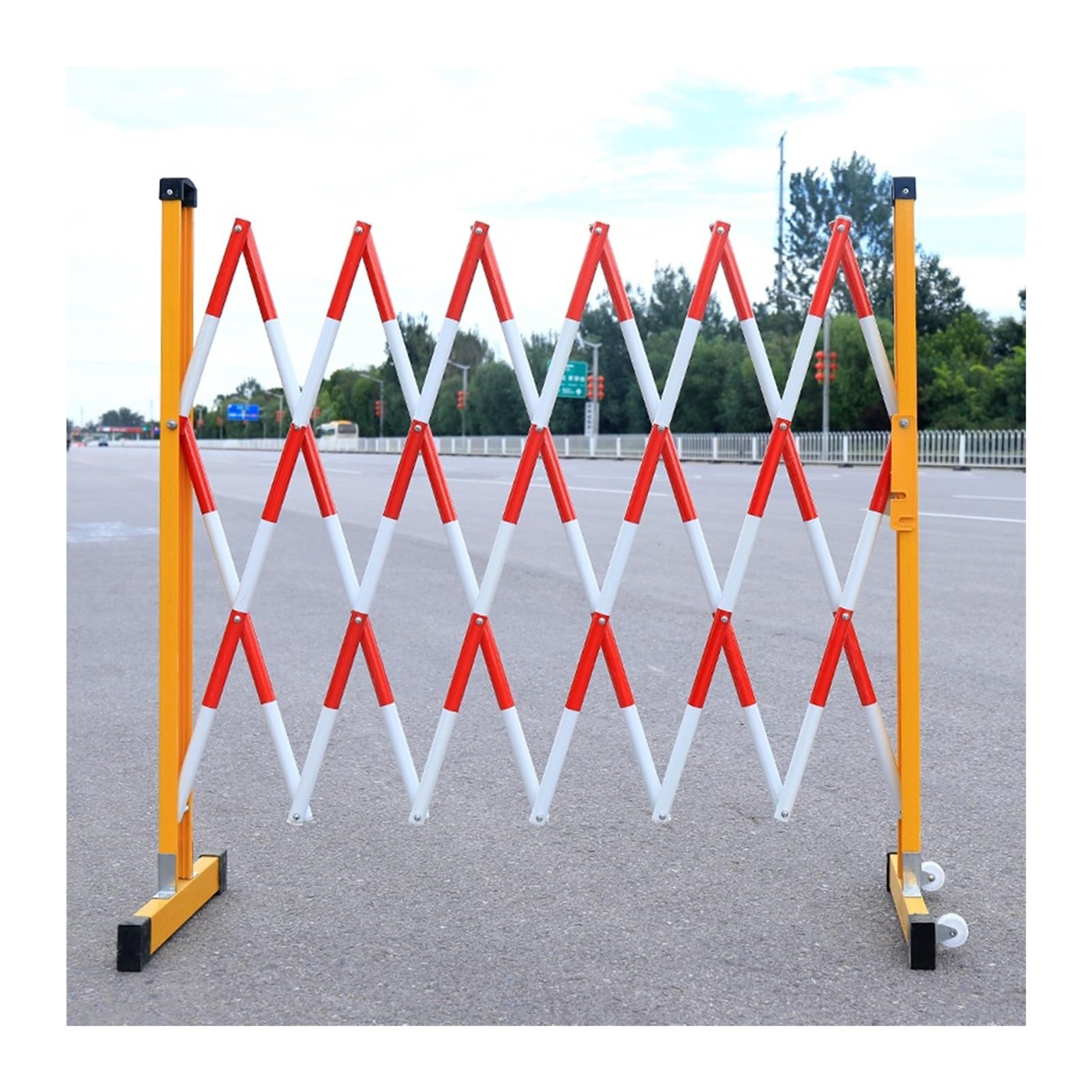 LWJSOCP Portable Expandable Barrier Gate for Crowd Control Outdoor Retractable Traffic Fence Flexible and Mobile Barricade (Rosso 47x98in)