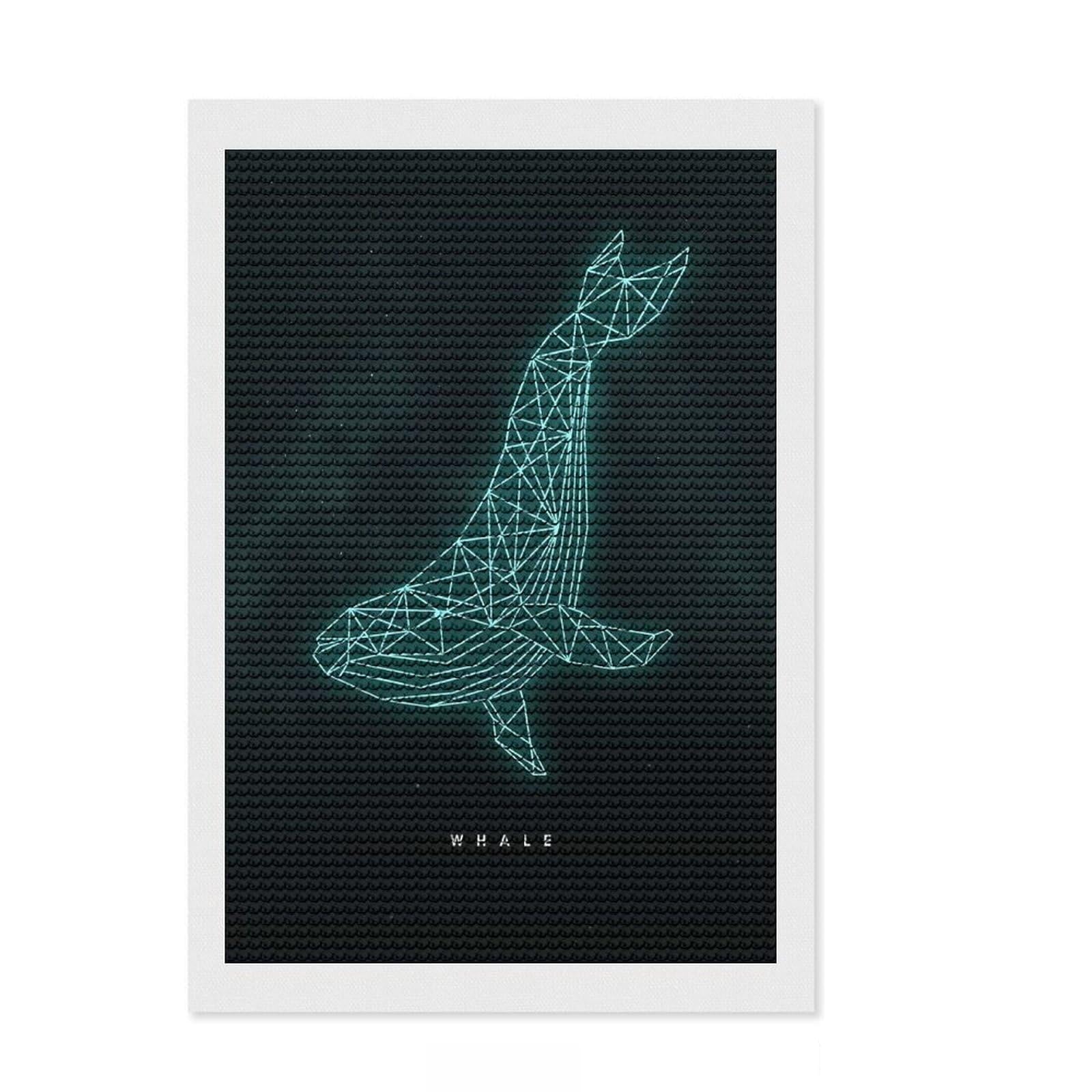 Junmoney Whale Star Diamond Painting Set 8"x12", Printed Canvas, Finish and Display, Home Wall Decor, Gift Idea, Neat Printed Canvas