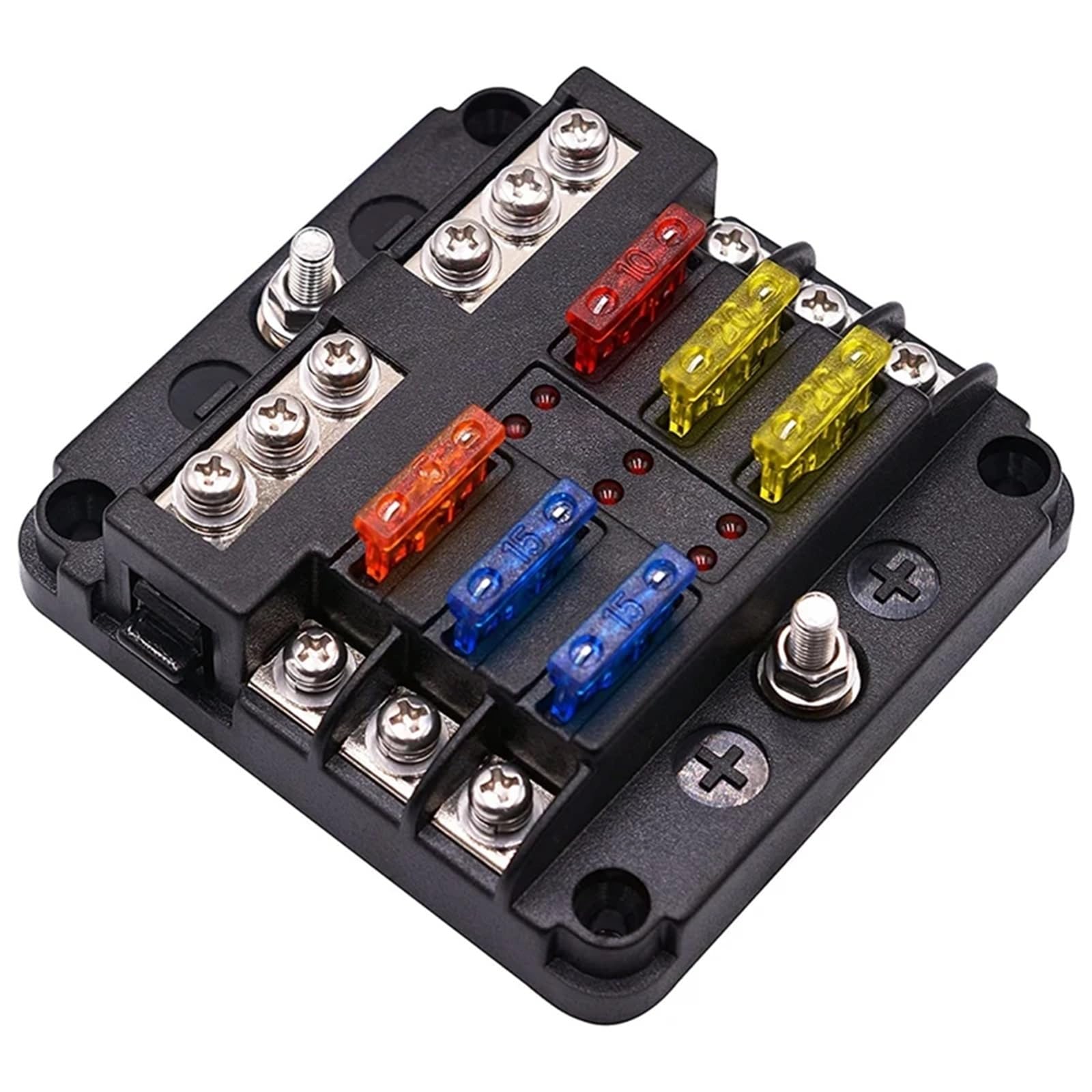 Porte-fusibles à lame 6 voies avec indicateur LED, boîte à fusibles, bus négatif, for voiture 12 V, automobile, camion
