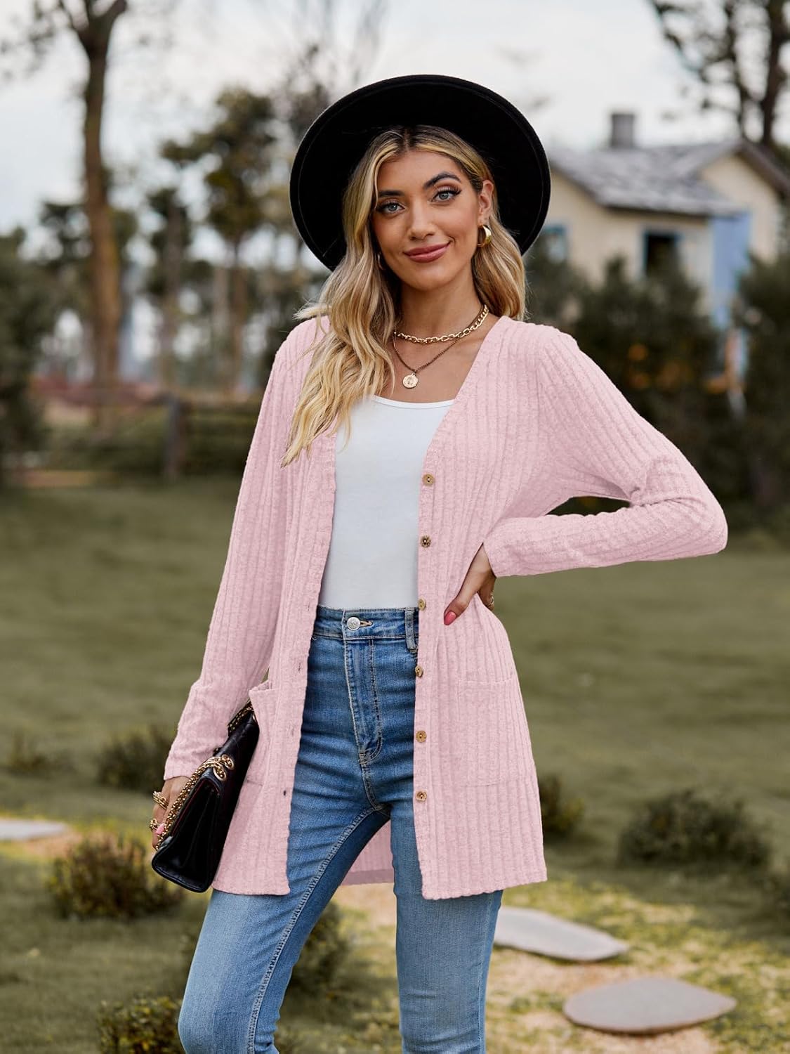 Women’s 2025 Fall Fashion Cardigan Lightweight Soft Knit Cardigan for Women Long Sleeve Open Front Coat with Pockets - Image 3