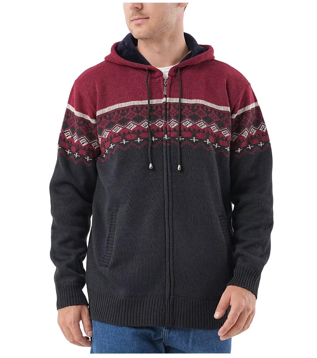 Cardigan Cuello Alto para Hombre Forro de Pelusa Grueso Invierno