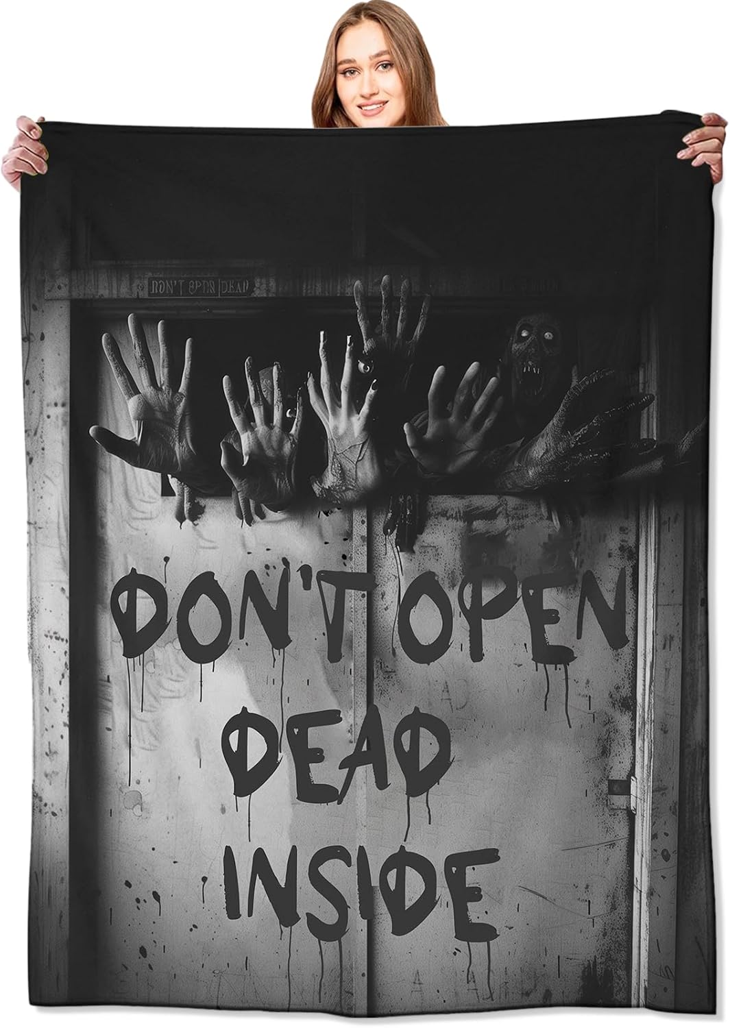 Horror Gothic Blanket,with Zombie Hands Throw Blankets,Gifts for Women Men, Lightweight Soft Fleece Cozy,for Sofa Couch Bed Room Travel,Festival Halloween Spooky Goth Decor,50x60in