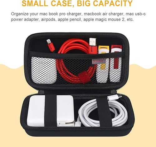 Vista 2 de BOVKE Bolsa organizadora de cables de viaje, estuche de accesorios electrónicos portátil para unidad flash USB, adaptador, cable de carga, cargador