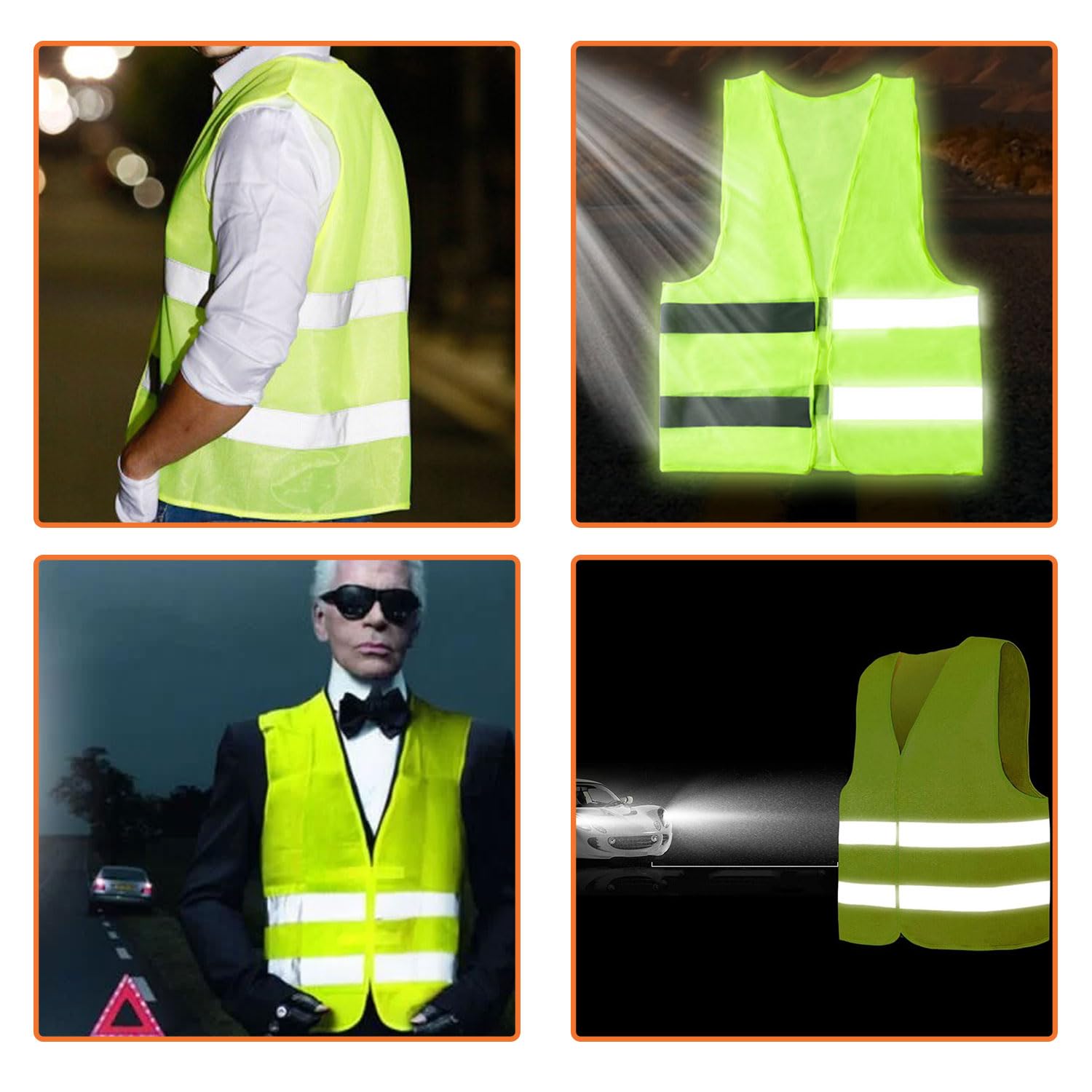 Gilet de Sécurité,10 PCS Jaune Gilet de Sécurité Réfléchissant, Gilet Haute Visibilité Fluo Reflechissant Homme Femme,Taille Universelle, Réfléchissant à 360°,pour Conducteurs Travailleurs Unisexe